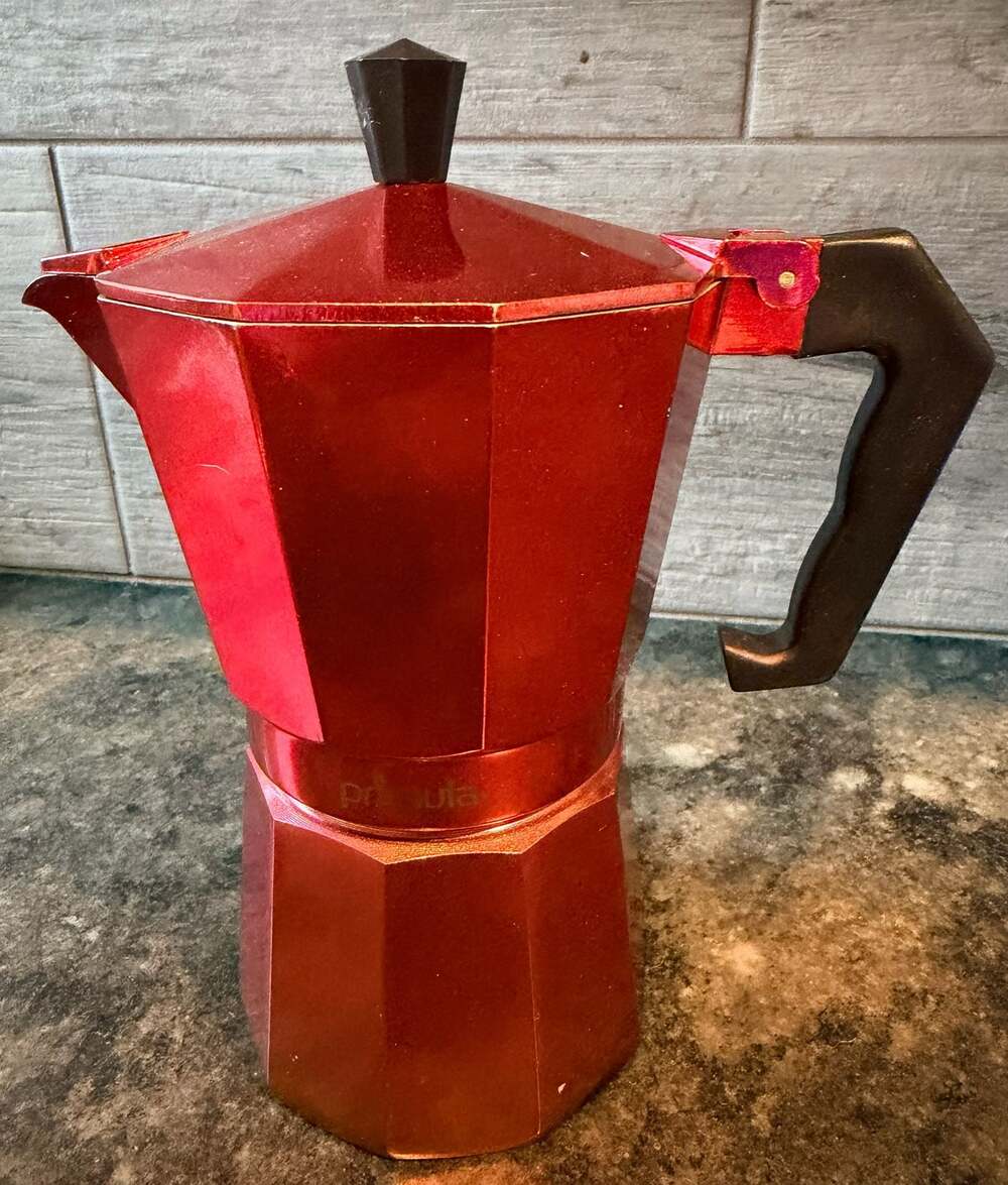 Primula 6-Cup Aluminum Stovetop Moka Pot Espresso Maker in Red